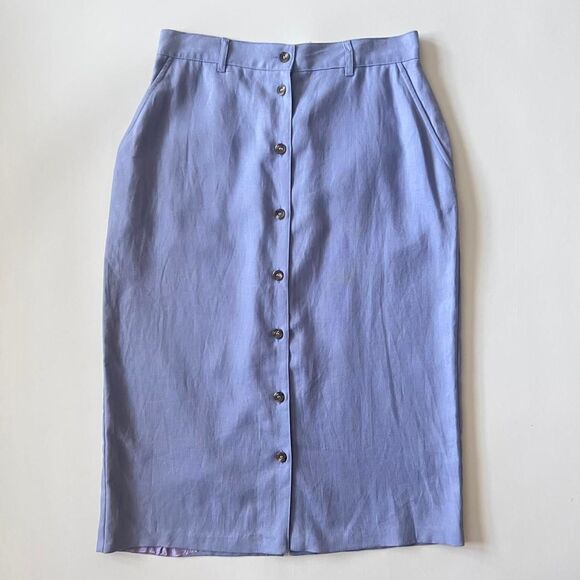 Jones New York Dresses & Skirts - vintage lavender linen midi skirt with button front and pockets